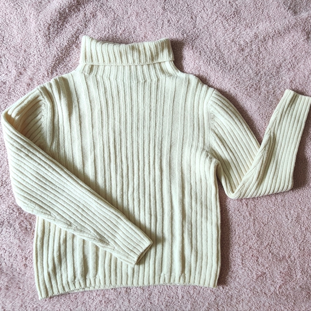 Italmode Ribbed Cream Sweater Size Large